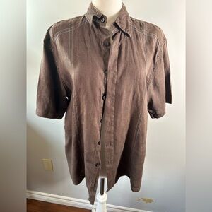 Bruno New York Men’s Brown Washable Linen Short Sleeve Shirt - Size XL